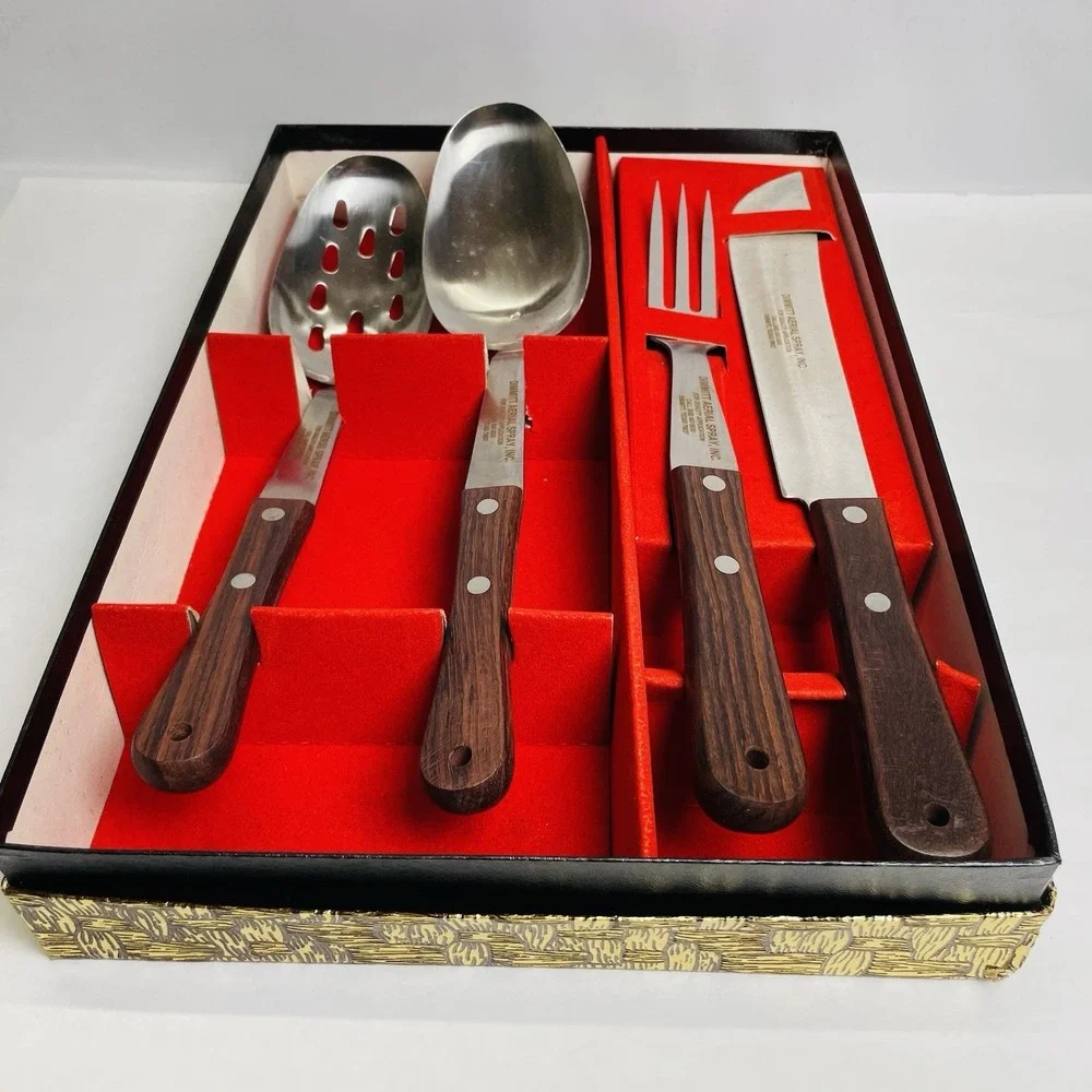 Vermco Stainless Steel Serving Set 2 Spoons Knife Fork Stainless‎ Japan Boxed
